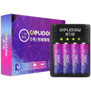 德力普（Delipow） 充电电池 5号7号锂电池1.5V恒压大容量3400mWh智能快充充电器套装 智能充电器+4节5号3400mWh锂电池