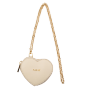 BALLY/巴利女士HELLIE W米白色皮革链条爱心零钱包6239215圣诞礼物 中性色 均码