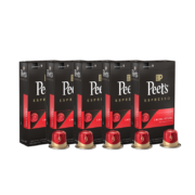 Peet's Coffee皮爷peetsNespresso胶囊咖啡 强度9 醇黑奶香咖啡53g（10*5.3g）*5盒 适配Nespresso系列咖啡机
