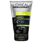 欧莱雅(LOREAL)男士控油炭爽净亮洁面膏100ml(男士洗面奶 洁净亮肤)