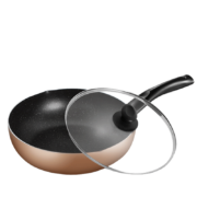 美的 炒锅不粘锅麦饭石色涂层锅炒菜锅煎炒锅 家用 香槟金28WOK302