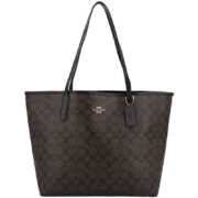 蔻驰COACH【官方直供】奢侈品女士大号手提单肩托特包深棕色PVC5696IMAA8