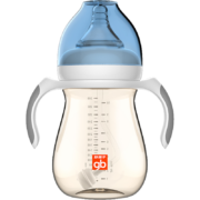 gb好孩子 PPSU宽口径奶瓶 婴儿奶瓶 带手柄吸管 小饿魔系列240ml 蓝色  自控流量适用6个月以上