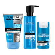 欧莱雅（LOREAL）男士水能保湿护肤套装（洁面啫喱+水凝露+精华露）圣诞礼物