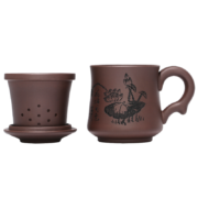 金镶玉 茶杯 办公杯宜兴紫砂原矿 办公杯茶水分离内胆礼盒 荷塘月色350ml