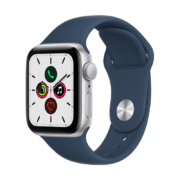 Apple Watch SE 2021款智能手表 GPS款 40毫米银色铝金属表壳 深邃蓝色运动型表带MKNY3CH/A