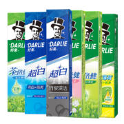 好来（DARLIE）原黑人牙膏小苏打薄荷茶倍健清新口气抑菌黄牙渍牙垢烟渍含氟套装 超白茶倍健薄荷90g*6