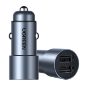 绿联 车载充电器 汽车点烟器一拖二双USB4.8A快充24W总功率车充头电源转换器插头扩展口通用苹果华为小米手机