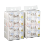 洁柔(C&S)抽纸巾4包布艺方格3层100抽面巾纸母婴用纸实惠装 4包