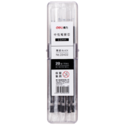 得力(deli)0.5mm中性笔芯签字笔水笔替芯 办公用品 子弹头黑色20支/桶33402
