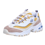 Skechers斯凯奇女子厚底增高拼接老爹鞋 时尚ins潮运动休闲鞋13146WYL白色/黄色37