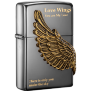 ZiPPO之宝(Zippo)打火机 爱情之翼 黑冰镀黑镍蚀刻ZBT-1-16a 防风火机