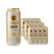 青岛啤酒（TsingTao）全麦白啤啤酒 500ml*12听 整箱装