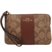 蔻驰（COACH）【官方直供】奢侈品女士小号手拿包卡其色PVC配皮F58035IME74