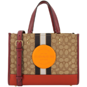 蔻驰COACH【官方直供】奢侈品女士大号单肩包浅棕色织物配皮4113IMQZV