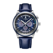 西铁城（CITIZEN）手表圣诞礼物光动能蓝盘皮带休闲男腕表CA4031-07L