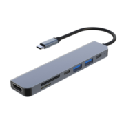 Gopala Type-C扩展坞USB-C转HDMI转换器雷电3/4分线器HUB笔记本电脑集线器 7in1多功能拓展坞4k60hz