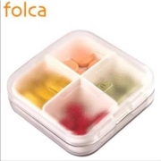 概率券：folca 药盒 便携迷你密封  饰品收纳盒 四分格  yh003  白色
