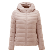 坦博尔秋冬新款轻薄羽绒服女连帽保暖女士短款羽绒外套TD216228 冰玫粉 165/88A