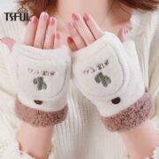 Tsful 女士加绒防风手套 翻盖款