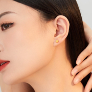 老庙黄金 足金泡泡磨砂耳钉 圆珠小豆豆耳环女款送女友老婆首饰 约：2.0g