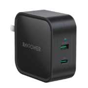 睿能宝RAVPower 65W氮化镓PD双口快充Type-C充电器GaN支持苹果iphone12/13pro安卓swich笔记本20w充电头