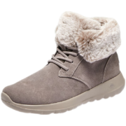 Skechers斯凯奇2022秋冬新款加绒雪地靴女时尚保暖百搭松糕底短靴144042 深灰褐色/DKTP 37