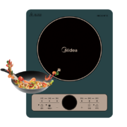 美的（Midea） 电磁炉家用带锅 炒菜火锅磁炉 多功能一体大功率 可定时 电磁炉套装 摩登复古绿 九档火力 爆炒/煮套装