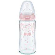 NUK奶瓶玻璃 宽口径防胀气奶瓶新生儿断奶神器 粉色240ml