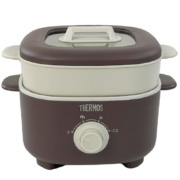 膳魔师（THERMOS） 多功能锅电火锅 2.5L家用小火锅电炒锅带蒸屉 EHA-4333A 可可棕