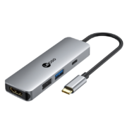 联想Lecoo Type-C扩展坞 适用苹果MacBook笔记本 USB-C转HDMI/PD快充口USB3.0分线器四合一来酷LKC1301H