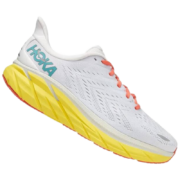 HOKA ONE ONE 男鞋克利夫顿8公路跑步鞋Clifton8网面减震透气防滑 香槟白/亮黄色 42/265mm