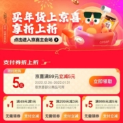 京喜年货节 满49-1/99-5/299-3等 支付券