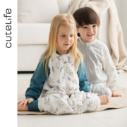 【2022新品】cutelife春秋季婴儿轻羽竹棉分腿睡袋六层纱布儿童宝宝舒适抱被防踢被春秋四季通用 袅袅秋风 S码  (推荐身高65-80cm)
