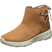 Skechers斯凯奇女鞋季新款圆头短靴反毛皮轻便休闲靴子15505 栗色 36