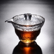 朗特乐 日式初雪耐热加厚玻璃锤目纹茶具品茗杯三才盖碗初雪公道杯功夫茶具分茶器茶漏茶海用具茶具套装组合 初雪套装（1盖碗+2茶杯）