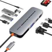 联想异能者Type-C扩展坞USB-C转HDMI转换VGA分线器4K转接头多功能十合一带3.5音频小新苹果华为雷电4拓展坞