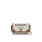 博柏利 BURBERRY 奢侈品 女士自然色/棕褐色Horseferry 印花帆布 Note 斜背包 80302491