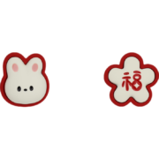 蒂卡世琦（TekapoJade）小兔子福字耳钉925银针不对称设计感红色卡通可爱耳饰品女秋冬款 福字兔子花朵耳钉