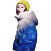 【同款】高梵哆啦A梦中长款夜光羽绒服女时尚潮流连帽中长外套女生 光学白 S