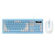 现代（HYUNDAI）键鼠套装 有线键鼠套装 办公键盘鼠标套装 电脑鼠标键盘 笔记本键盘 白蓝 KM10