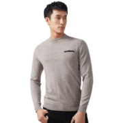 红豆【100%羊毛】羊毛衫男毛衣男士圆领套头针织衫冬季新品 W3驼色 175/92A