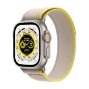Apple Watch Ultra 智能手表GPS+蜂窝款 49毫米 钛金属原色 钛金属表壳黄配米色野径回环式表带S/M MNHR3CH/A