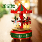 KIDNOAM 旋转木马音乐盒装饰工艺品八音盒节日生日礼物圣诞节情人节儿童节 圣诞红色系列八音盒 颜色随机
