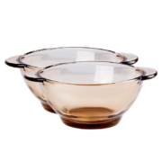 京东特价：萌物坊  茶色双耳玻璃碗 2只