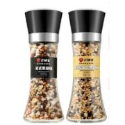 口味全 海盐黑胡椒粒送研磨瓶 美式+柠檬 148g*2瓶