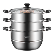 美厨（maxcook）304不锈钢蒸锅28CM 三层复底 燃气炉电磁炉通用MCZ693