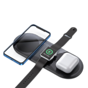 品胜 苹果无线充电器15W快充iwatch三合一充电板iPhone14Promax13华为12小米X 顶配透明黑科技【三合一无线适配器】手机手表耳机快充