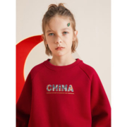 植木 景泰蓝系列儿童加绒加厚卫衣 中国红色