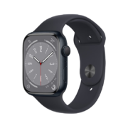 Apple Watch Series 8 智能手表GPS款45毫米午夜色铝金属表壳午夜色运动型表带MNP13CH/A